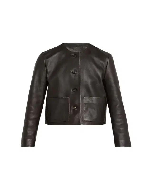 Nili Lotan Ophelie Leather Collarless Jacket