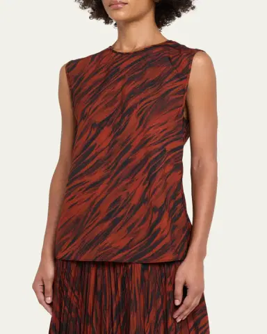Proenza Schouler White Label Megan Sleeveless Printed Twill Top | Thumbnail 4 Proenza Schouler White Label Megan Sleeveless Printed Twill Top | Thumbnail 4