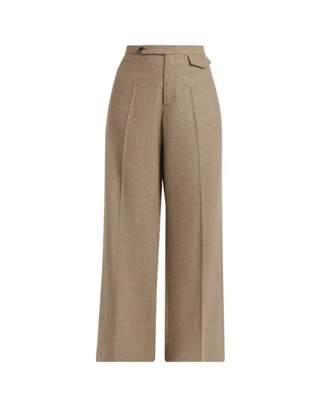 Kiton Herringbone Wool-Cashmere Wide-Leg Trousers