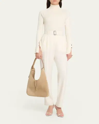 Tom Ford Kara Medium Hanging T Suede Hobo Bag | Thumbnail 5