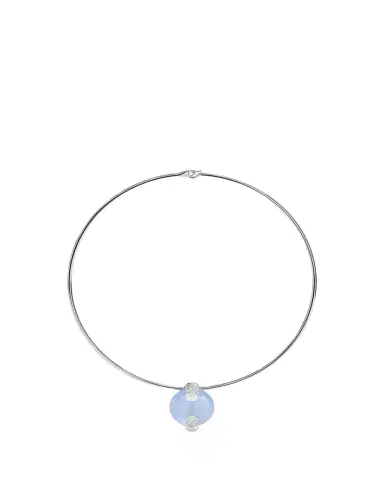 TABAYER 18K White Gold Diamond and Chalcedony Necklace | Thumbnail 1 TABAYER 18K White Gold Diamond and Chalcedony Necklace | Thumbnail 1