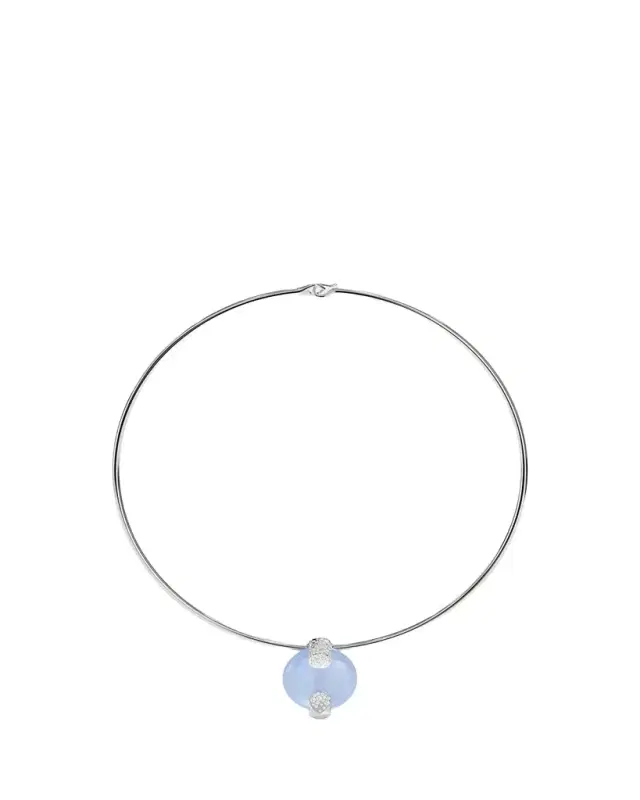 TABAYER 18K White Gold Diamond and Chalcedony Necklace