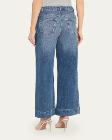 Cinq à Sept Pearly-Chain Cropped Wide-Leg Jeans | Thumbnail 3