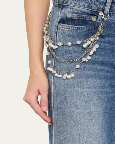 Cinq à Sept Pearly-Chain Cropped Wide-Leg Jeans | Thumbnail 5