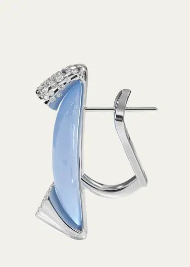 TABAYER 18K White Gold Diamond and Chalcedony Earring, Single | Thumbnail 2 TABAYER 18K White Gold Diamond and Chalcedony Earring, Single | Thumbnail 2