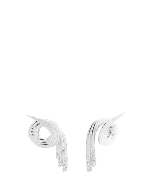 TABAYER 18K White Gold Diamond Coiled Earrings