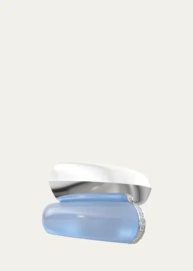 TABAYER 18K White Gold Diamond and Chalcedony Bypass Ring | Thumbnail 2