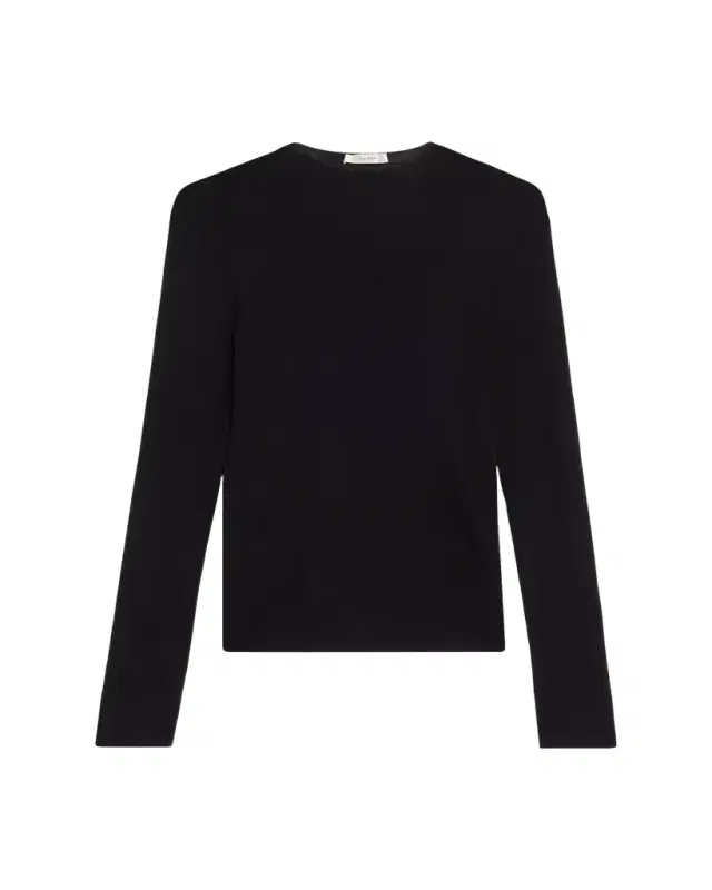 THE ROW Octavo Funnel-Neck Silk Rib Long-Sleeve Top