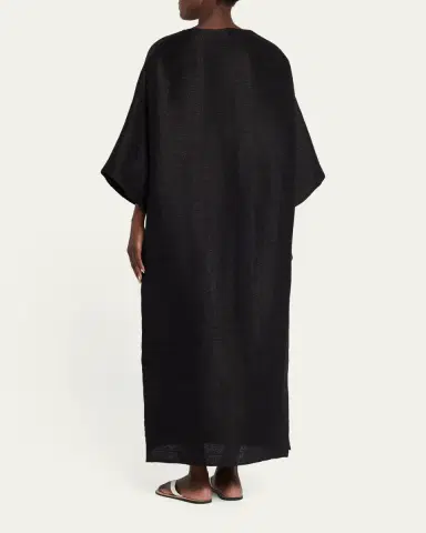 The Row Oraffa 3/4-Sleeve Silk-Linen Maxi Dress | Thumbnail 3