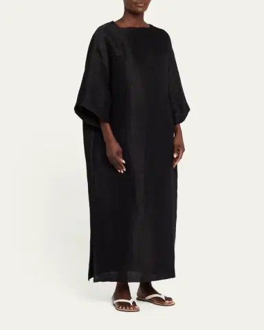 The Row Oraffa 3/4-Sleeve Silk-Linen Maxi Dress | Thumbnail 4