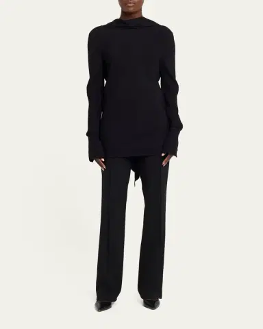 The Row Evo Long-Sleeve Crepe Low-Back Top | Thumbnail 2