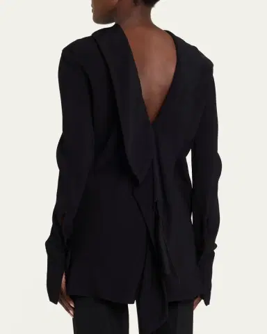 The Row Evo Long-Sleeve Crepe Low-Back Top | Thumbnail 3