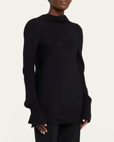 The Row Evo Long-Sleeve Crepe Low-Back Top | Thumbnail 4