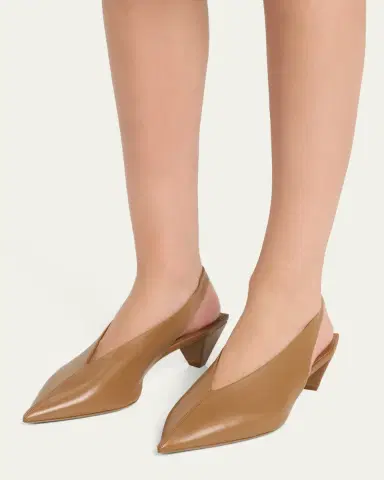 LOEWE 4mm Origami Cubic Leather Slingback Pumps | Thumbnail 2
