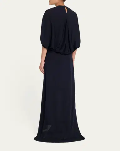 The Row Koralie Silk Chiffon Capelet Maxi Dress | Thumbnail 3