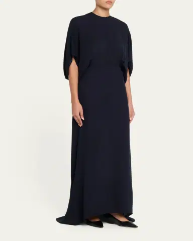 The Row Koralie Silk Chiffon Capelet Maxi Dress | Thumbnail 4