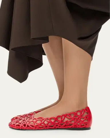 LOEWE Petal Anagram Leather Ballerina Flats | Thumbnail 7
