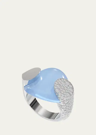 TABAYER 18K White Gold Diamond and Chalcedony Ring | Thumbnail 2 TABAYER 18K White Gold Diamond and Chalcedony Ring | Thumbnail 2