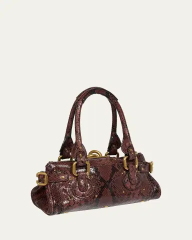 Chloé Paddington Small Python-Print Leather Top-Handle Bag | Thumbnail 3 Chloé Paddington Small Python-Print Leather Top-Handle Bag | Thumbnail 3