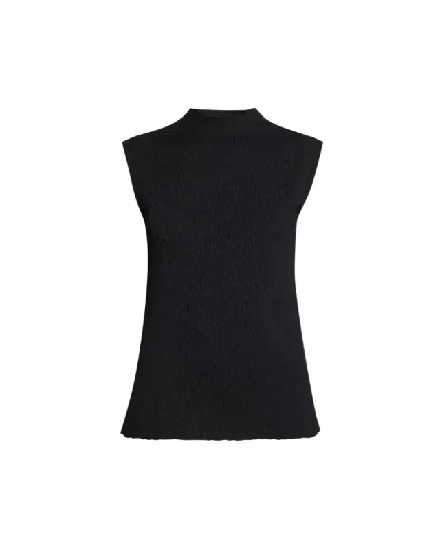 THE ROW Oakson Funnel-Neck Textured Silk Sleeveless Top