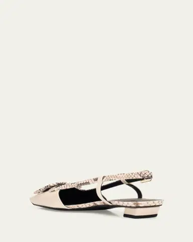 Roger Vivier Snakeskin-Embossed Trim Leather Slingback Pumps | Thumbnail 4 Roger Vivier Snakeskin-Embossed Trim Leather Slingback Pumps | Thumbnail 4