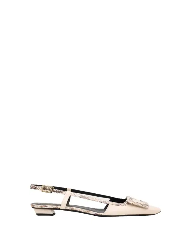 Roger Vivier Snakeskin-Embossed Trim Leather Slingback Pumps