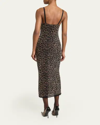 Saint Laurent Leopard Tulle Slip Dress | Thumbnail 3