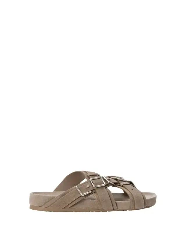 LOEWE Type Fussbett Suede Slide Sandals