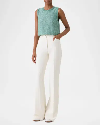 Akris Linen-Cotton Micro Sequin Sleeveless Knit Top | Thumbnail 2