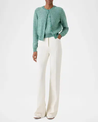 Akris Linen-Cotton Micro Sequin Knit Cardigan Sweater | Thumbnail 2 Akris Linen-Cotton Micro Sequin Knit Cardigan Sweater | Thumbnail 2