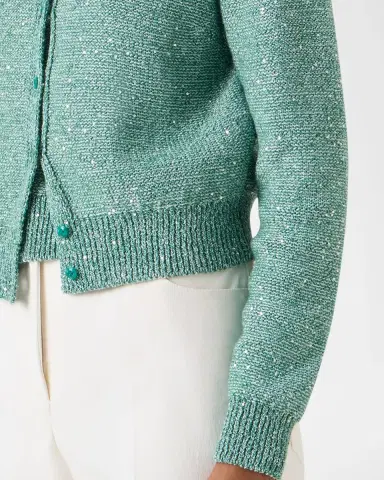 Akris Linen-Cotton Micro Sequin Knit Cardigan Sweater | Thumbnail 5 Akris Linen-Cotton Micro Sequin Knit Cardigan Sweater | Thumbnail 5