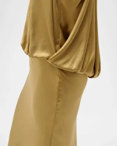 Amsale Long Satin Halter Blouson Gown | Thumbnail 5 Amsale Long Satin Halter Blouson Gown | Thumbnail 5