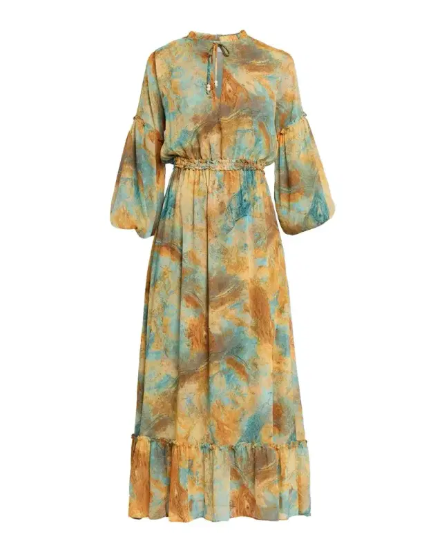 MISA Los Angeles Amata Ruffle-Trim Maxi Dress