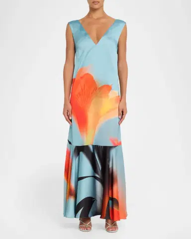 MISA Los Angeles Isah Floral Satin Maxi Dress | Thumbnail 2