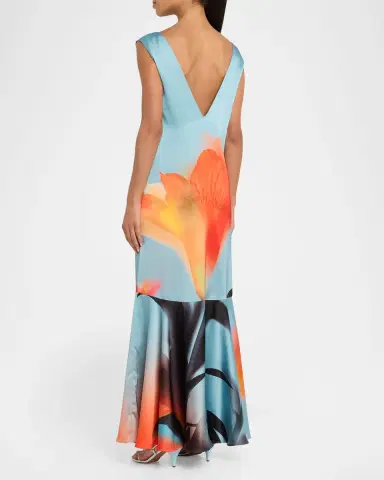 MISA Los Angeles Isah Floral Satin Maxi Dress | Thumbnail 3
