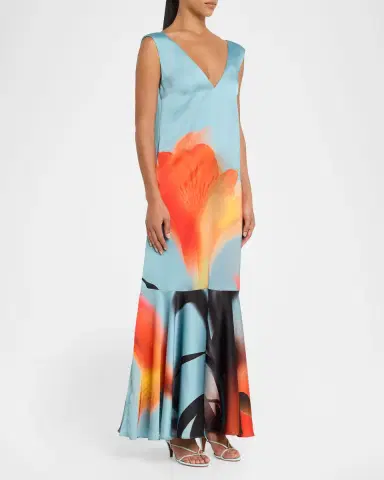 MISA Los Angeles Isah Floral Satin Maxi Dress | Thumbnail 4