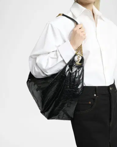 Saint Laurent Cassandre Hobo Bag in Crinkled Patent Leather | Thumbnail 2 Saint Laurent Cassandre Hobo Bag in Crinkled Patent Leather | Thumbnail 2