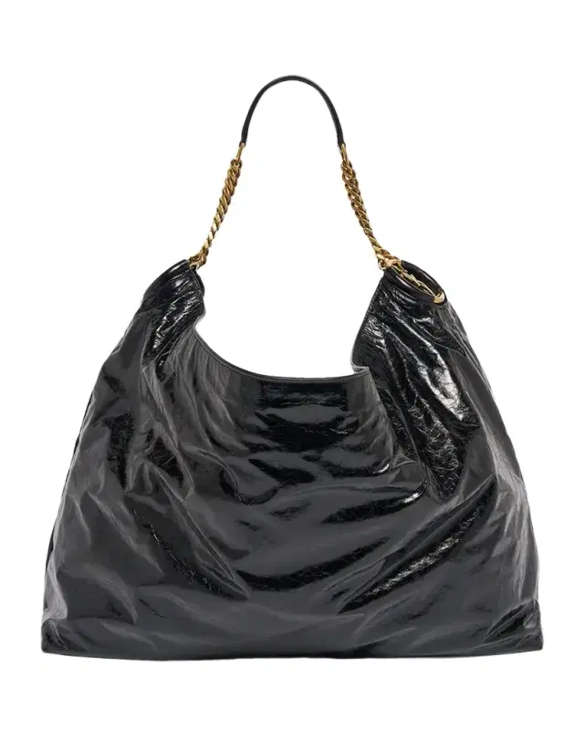 Saint Laurent Cassandre Hobo Bag in Crinkled Patent Leather