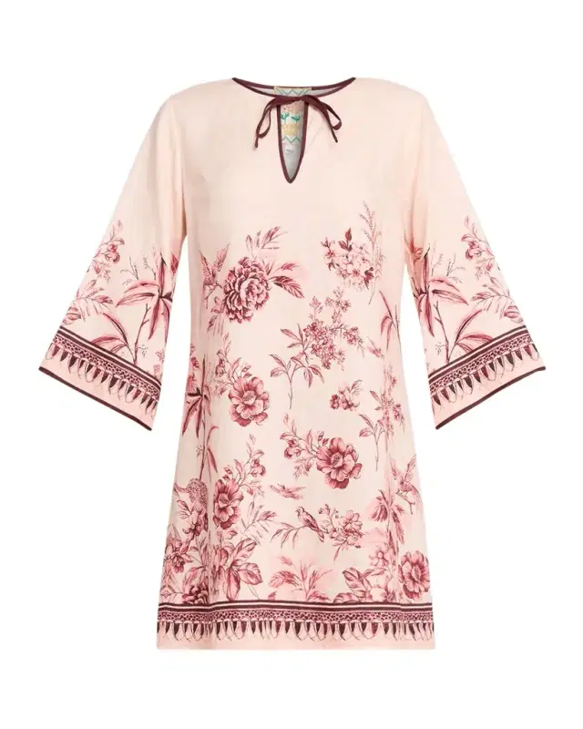 Johnny Was Floral-Print Linen Shift Dress