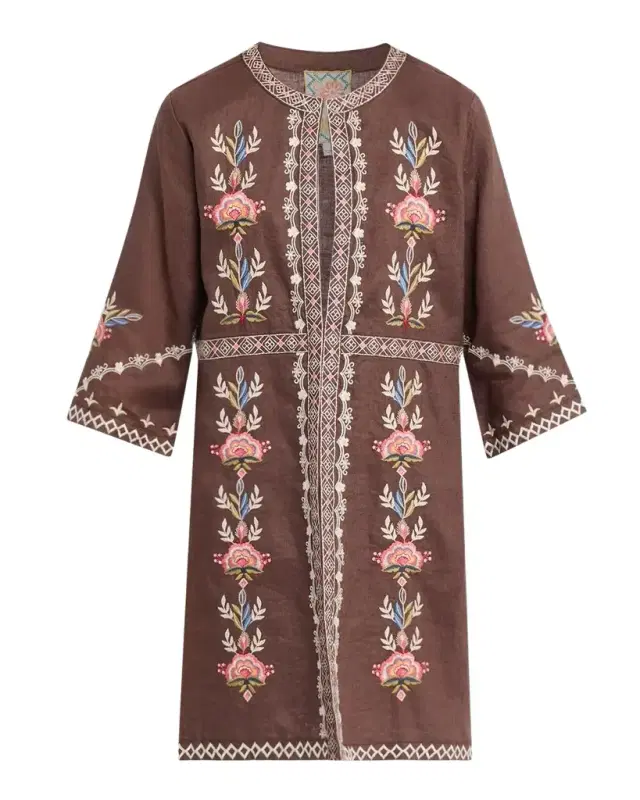Johnny Was Embroidered Linen Jacket