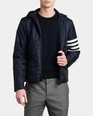 Thom Browne Men's Lightweight Quilted Ripstop Hooded Liner Jacket | Thumbnail 4
