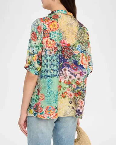 Johnny Was Filaree Floral-Print Silk Blouse | Thumbnail 3 Johnny Was Filaree Floral-Print Silk Blouse | Thumbnail 3