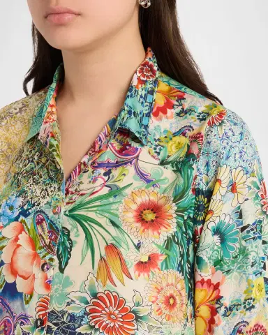 Johnny Was Filaree Floral-Print Silk Blouse | Thumbnail 5 Johnny Was Filaree Floral-Print Silk Blouse | Thumbnail 5