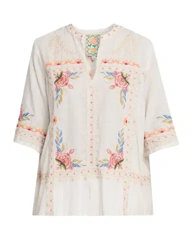 Johnny Was Embroidered V-Neck Easy Top | Thumbnail 1 Johnny Was Embroidered V-Neck Easy Top | Thumbnail 1