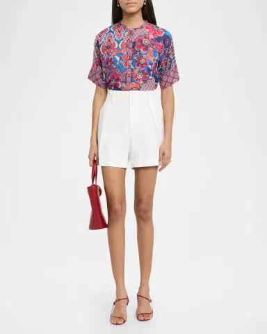 Johnny Was Shiro Floral Cotton-Silk Blouse | Thumbnail 2
