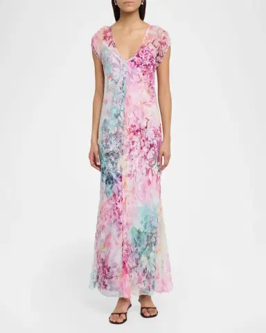 Johnny Was Georgia June Floral-Print Silk Maxi Dress | Thumbnail 2