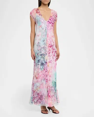 Johnny Was Georgia June Floral-Print Silk Maxi Dress | Thumbnail 4