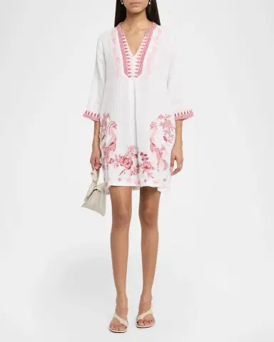 Johnny Was Embroidered Linen Mini Shift Dress | Thumbnail 2 Johnny Was Embroidered Linen Mini Shift Dress | Thumbnail 2