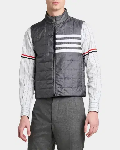 Thom Browne Men's Lightweight 4-Bar Quilted Ripstop Liner Vest | Thumbnail 6 Thom Browne Men's Lightweight 4-Bar Quilted Ripstop Liner Vest | Thumbnail 6