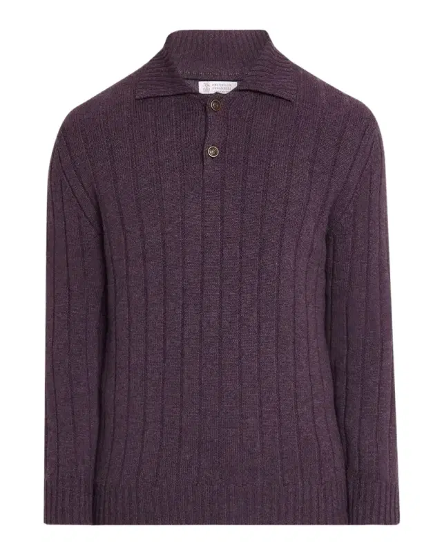 Brunello Cucinelli Men 's Cashmere Rib-Knit Polo Sweater